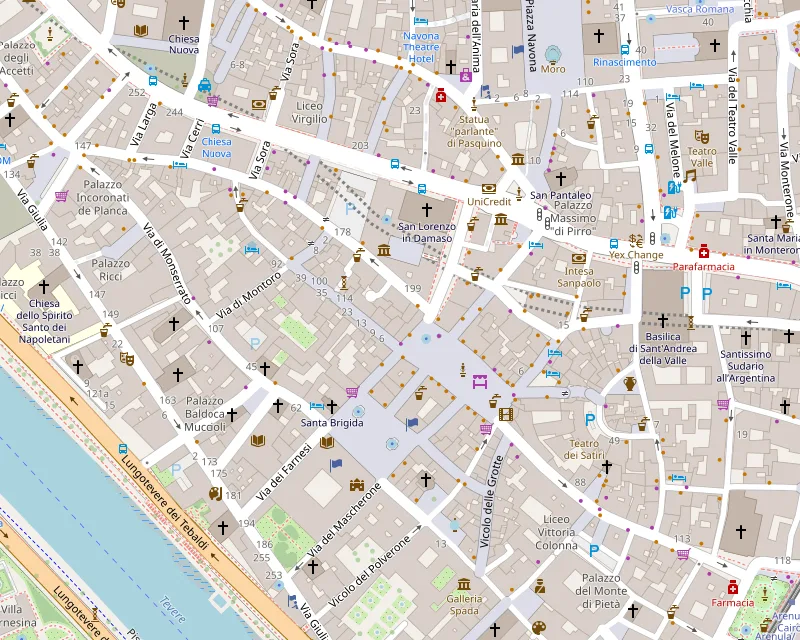Mappa statica: zona centrale di Roma (posizione indicativa)